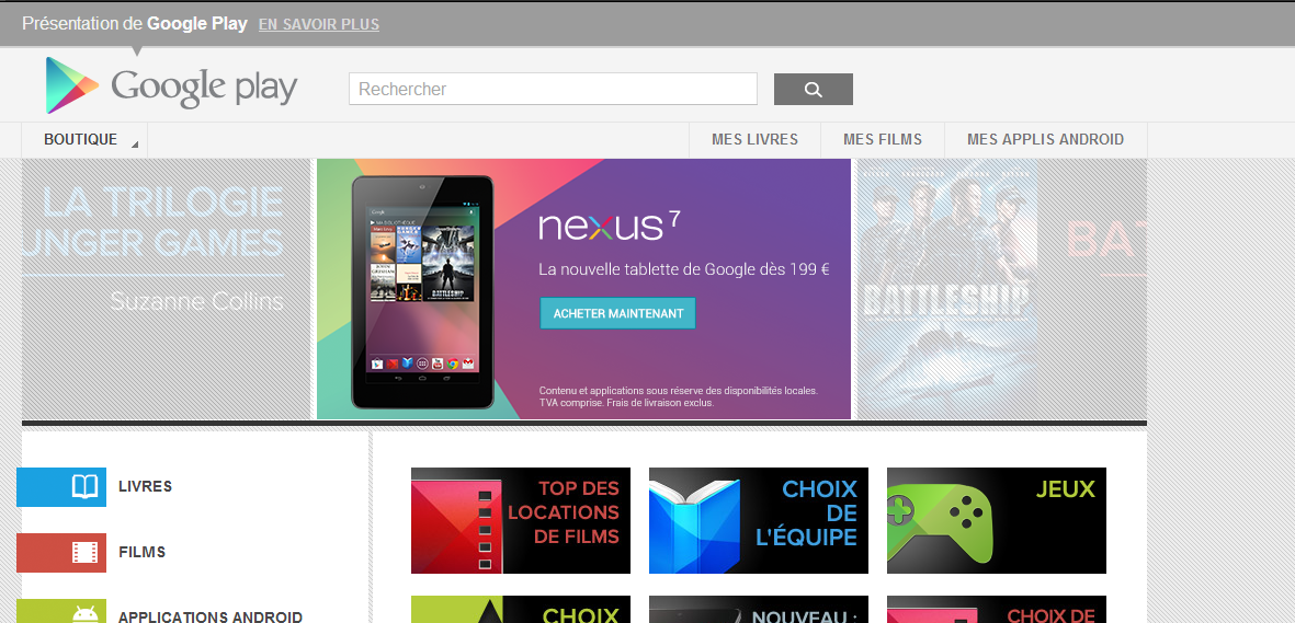 nexus7 in sale on google play france